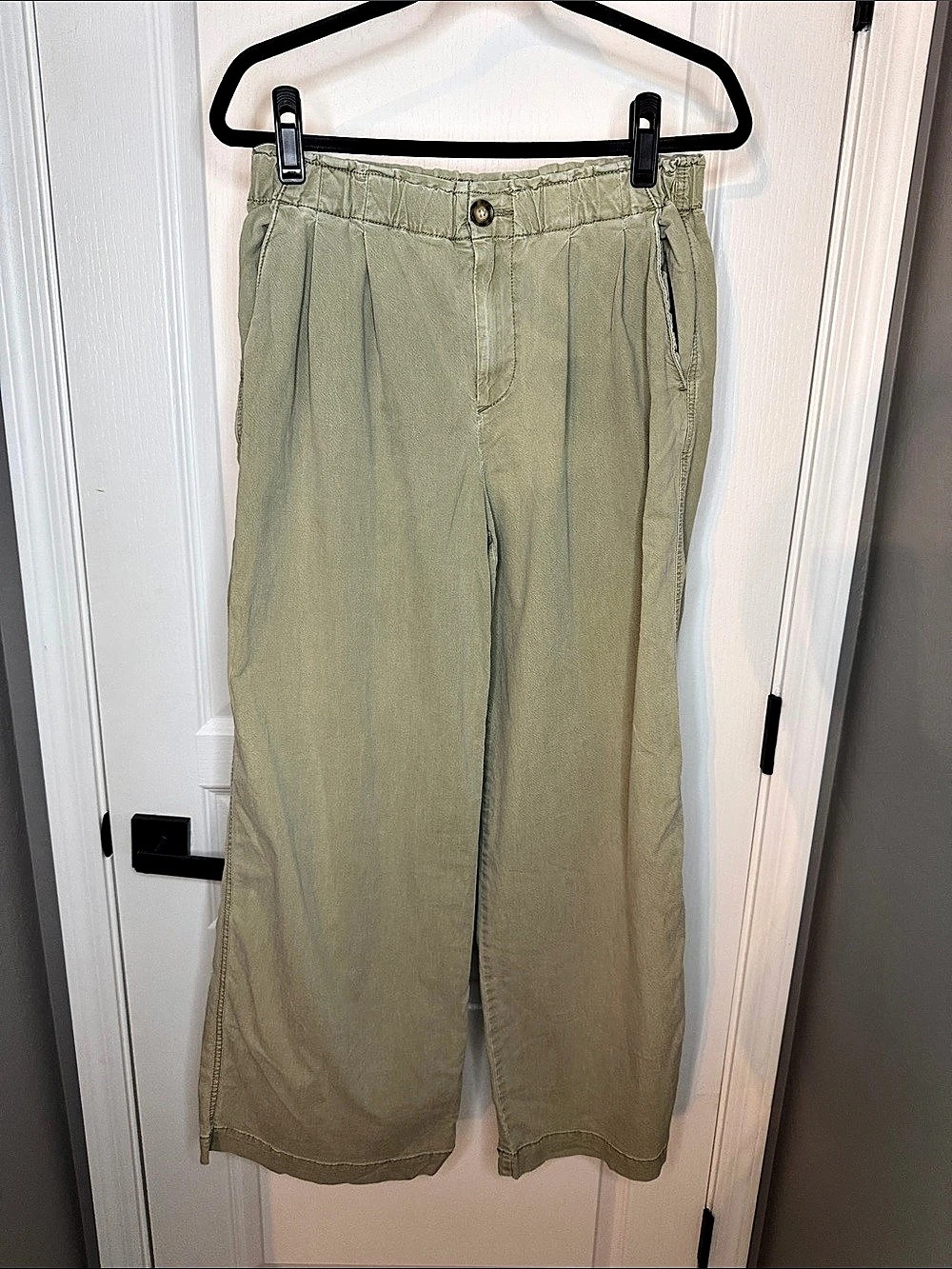 LOFT Paperbag Utility Pants Wide Leg Green Small